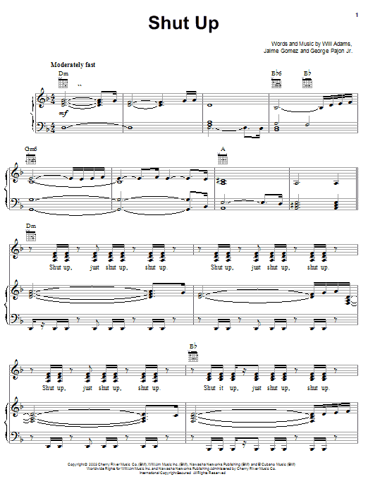 Shut Up (Piano, Vocal & Guitar Chords (Right-Hand Melody)) von The Black Eyed Peas