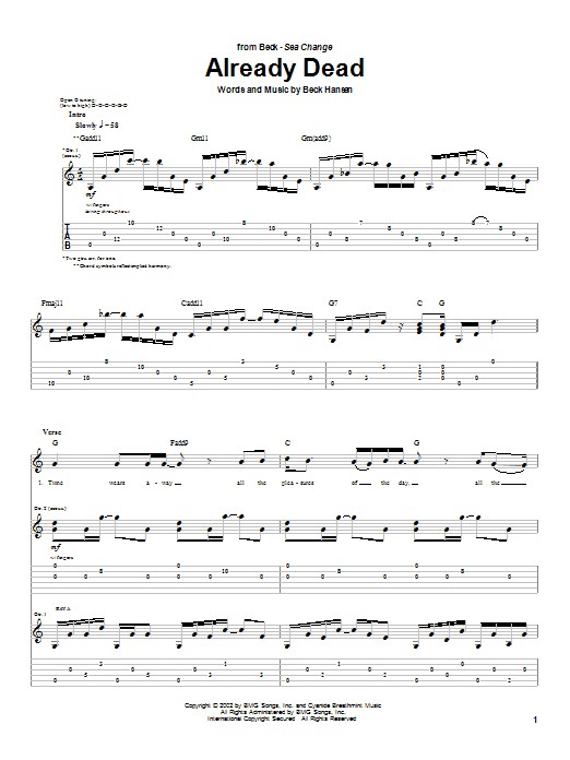 Already Dead (Guitar Tab) von Beck