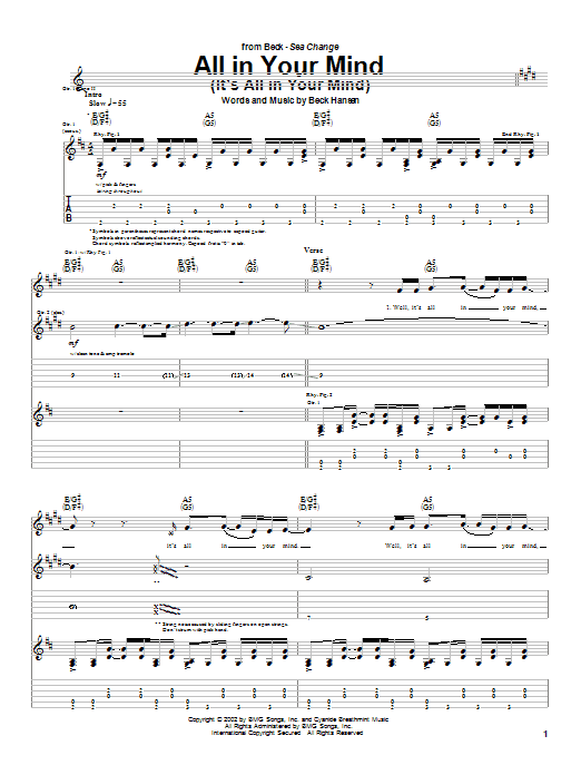 All In Your Mind (It's All In Your Mind) (Guitar Tab) von Beck