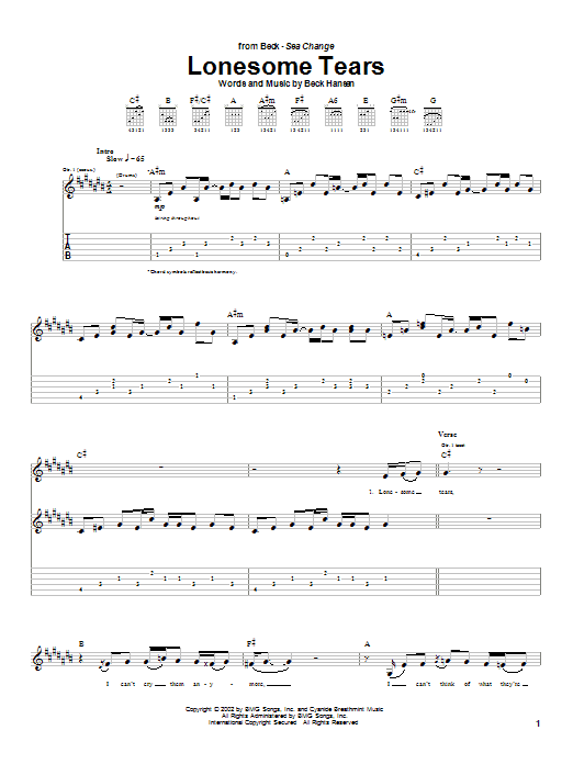 Lonesome Tears (Guitar Tab) von Beck