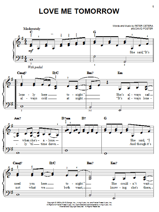 Love Me Tomorrow (Easy Piano) von Chicago