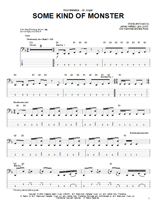 Some Kind Of Monster (Bass Guitar Tab) von Metallica