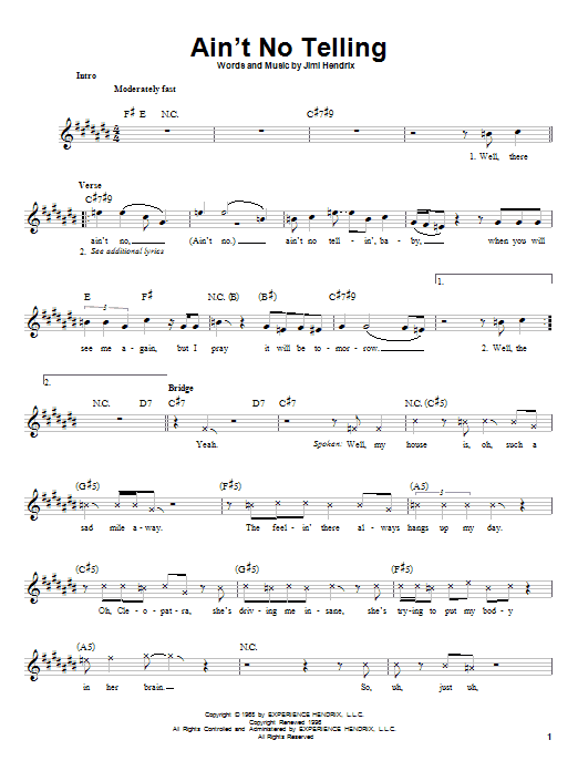 Ain't No Telling (Easy Guitar) von Jimi Hendrix