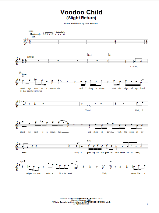 Voodoo Child (Slight Return) (Easy Guitar) von Jimi Hendrix