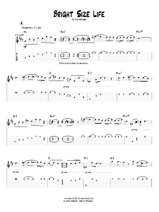 Bright Size Life (Guitar Tab) von Pat Metheny