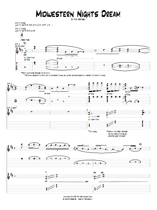 Midwestern Nights Dream (Guitar Tab) von Pat Metheny