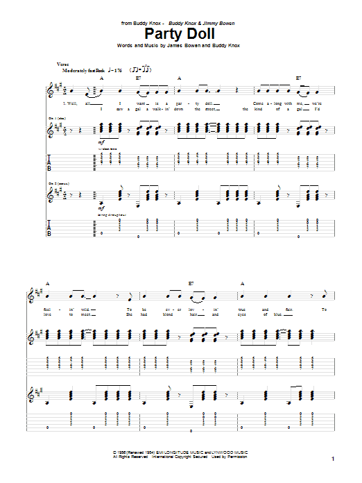 Party Doll (Guitar Tab) von Buddy Knox