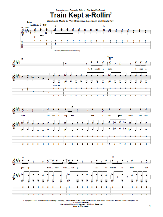 Train Kept A-Rollin' (Guitar Tab) von Johnny Burnett