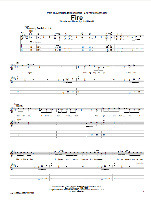 Fire (Guitar Tab) von Jimi Hendrix