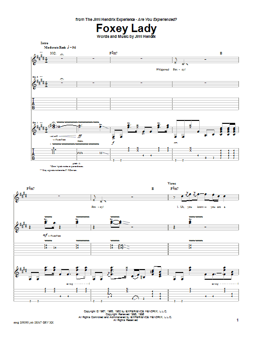 Foxey Lady (Guitar Tab) von Jimi Hendrix