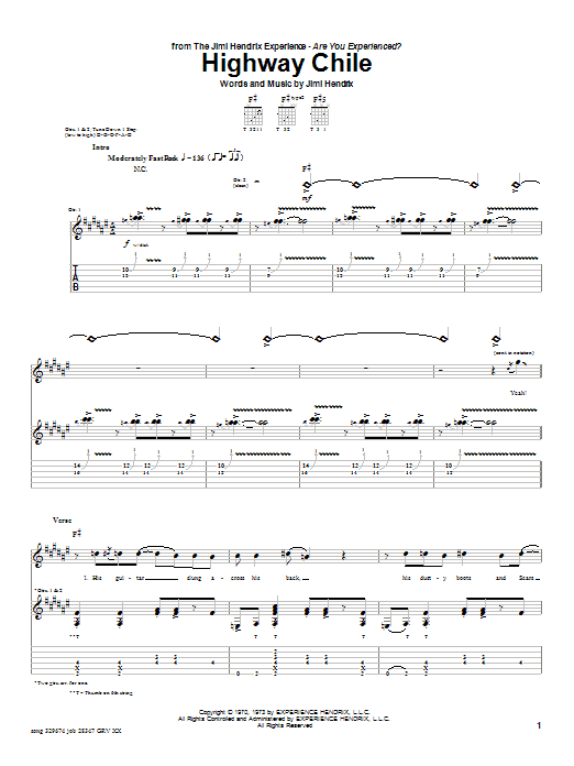 Highway Chile (Guitar Tab) von Jimi Hendrix