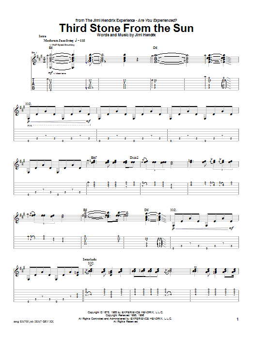 Third Stone From The Sun (Guitar Tab) von Jimi Hendrix