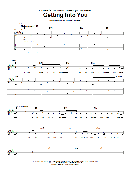 Getting Into You (Guitar Tab) von Relient K