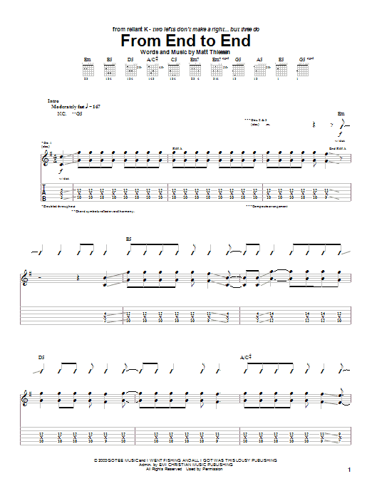 From End To End (Guitar Tab) von Relient K