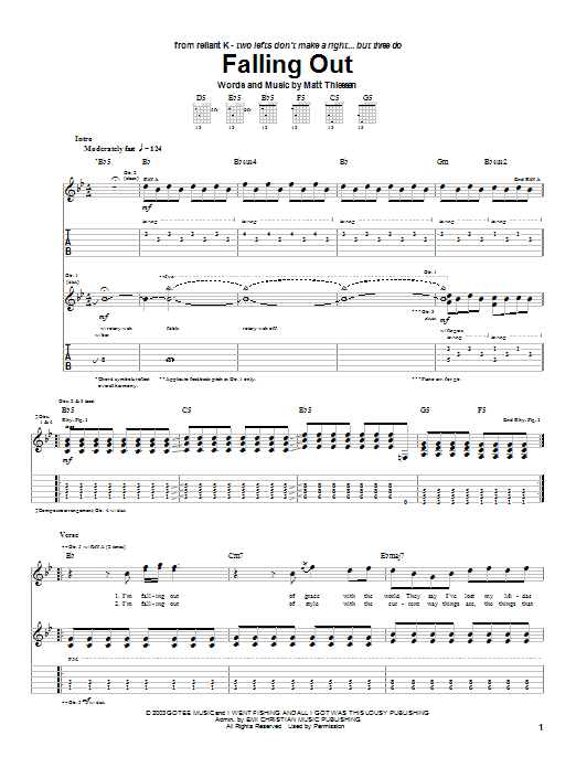 Falling Out (Guitar Tab) von Relient K