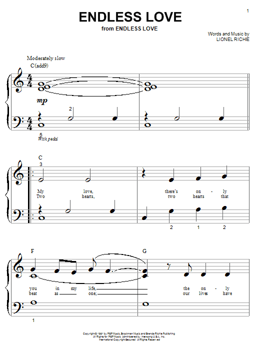 Endless Love (Big Note Piano) von Lionel Richie & Diana Ross