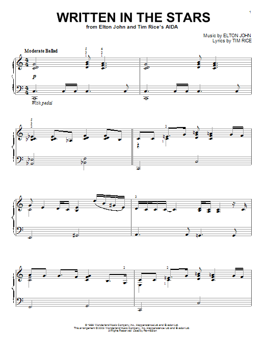 Written In The Stars (from Aida) (Piano Solo) von Elton John & LeAnn Rimes
