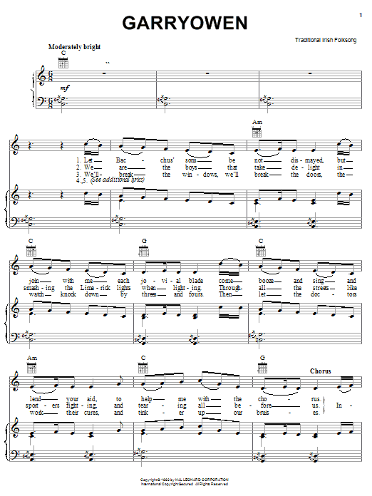 Gary Owen (Piano, Vocal & Guitar Chords (Right-Hand Melody)) von Traditional