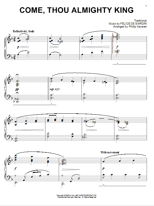 Come, Thou Almighty King (arr. Phillip Keveren) (Piano Solo) von Felice de Giardini