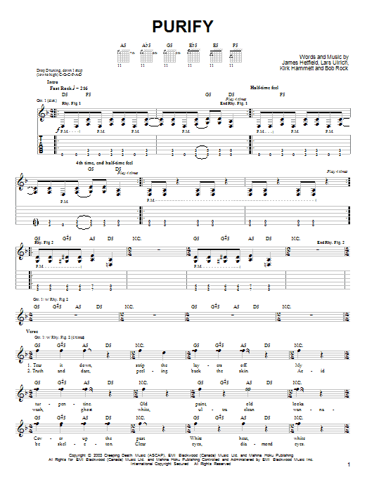 Purify (Easy Guitar Tab) von Metallica