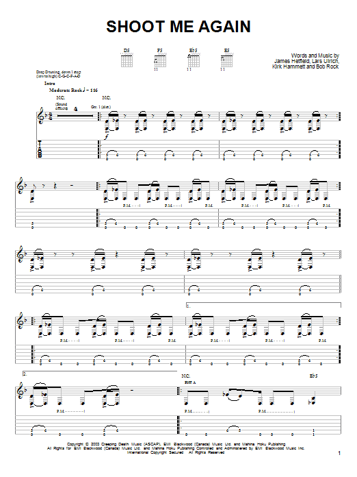 Shoot Me Again (Easy Guitar Tab) von Metallica