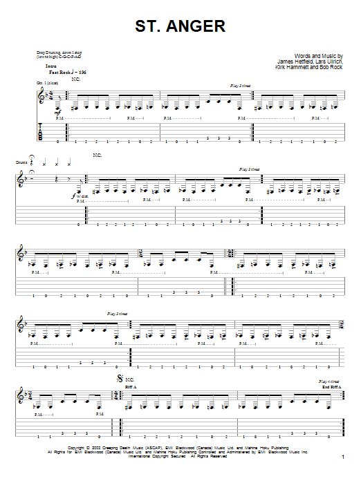 St. Anger (Easy Guitar Tab) von Metallica