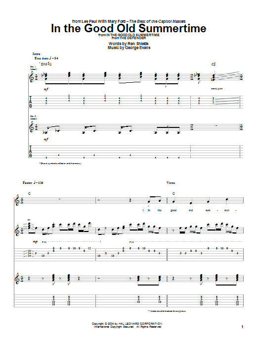 In The Good Old Summertime (Guitar Tab) von Les Paul