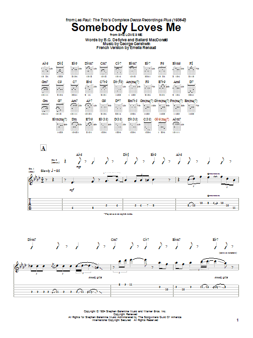 Somebody Loves Me (Guitar Tab) von Les Paul