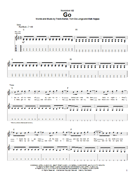 Go (Guitar Tab) von Blink-182