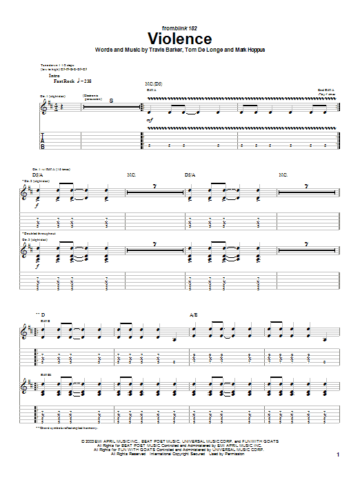 Violence (Guitar Tab) von Blink-182