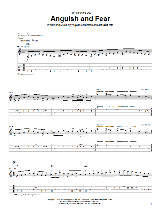 Anguish And Fear (Guitar Tab) von Yngwie Malmsteen