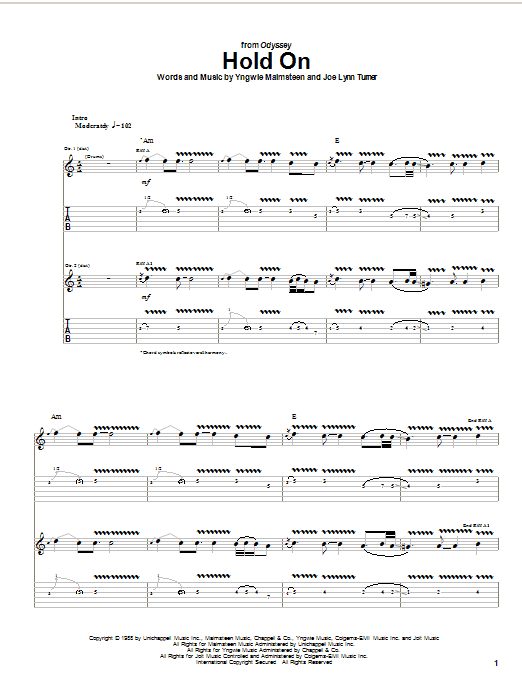 Hold On (Guitar Tab) von Yngwie Malmsteen
