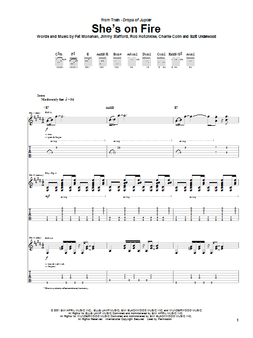 She's On Fire (Guitar Tab) von Train