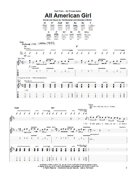 All American Girl (Guitar Tab) von Train