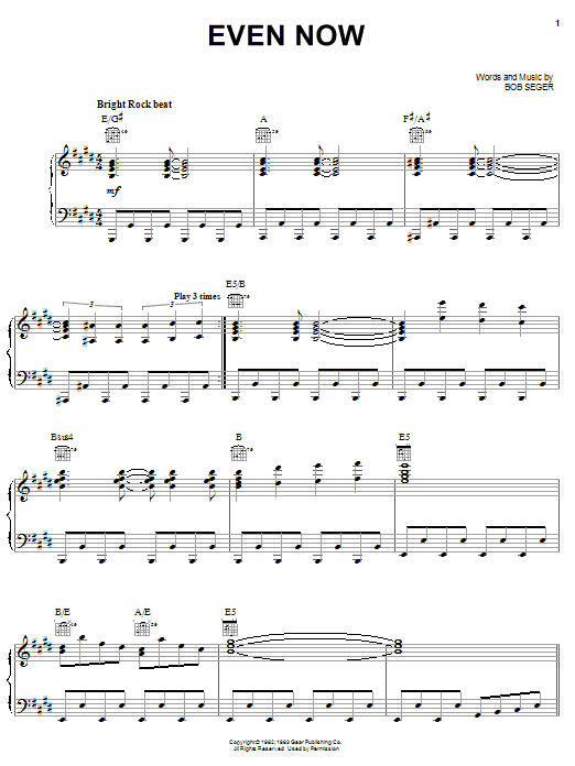 Even Now (Piano, Vocal & Guitar Chords (Right-Hand Melody)) von Bob Seger
