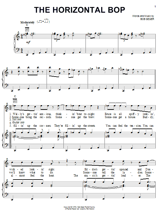 The Horizontal Bop (Piano, Vocal & Guitar Chords (Right-Hand Melody)) von Bob Seger