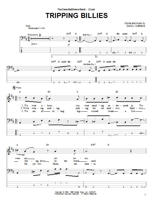 Tripping Billies (Bass Guitar Tab) von Dave Matthews Band