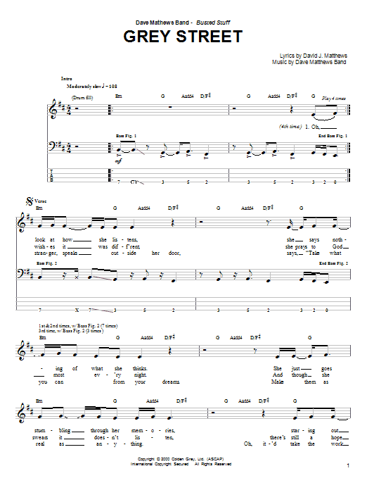 Grey Street (Bass Guitar Tab) von Dave Matthews Band