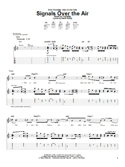 Signals Over The Air (Guitar Tab) von Thursday