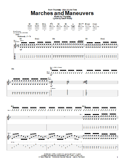 Marches And Maneuvers (Guitar Tab) von Thursday