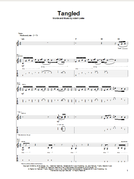 Tangled (Guitar Tab) von Maroon 5