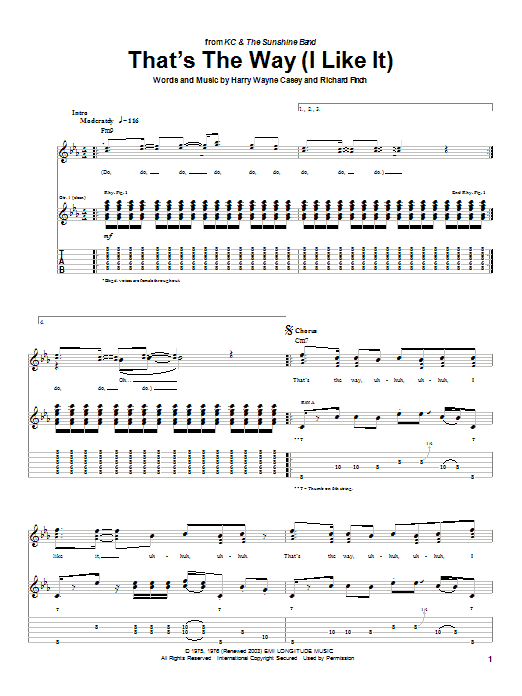 That's The Way (I Like It) (Guitar Tab) von KC & The Sunshine Band