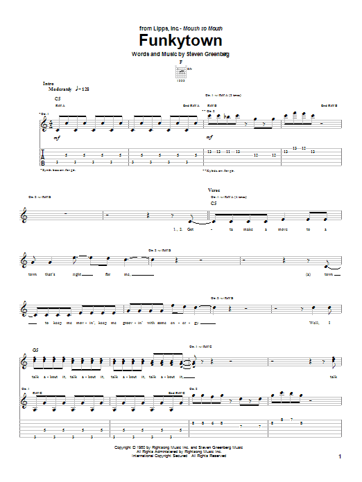 Funkytown (Guitar Tab) von Lipps Inc.