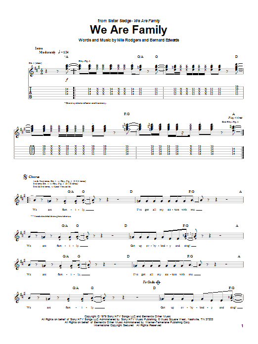 We Are Family (Guitar Tab) von Sister Sledge