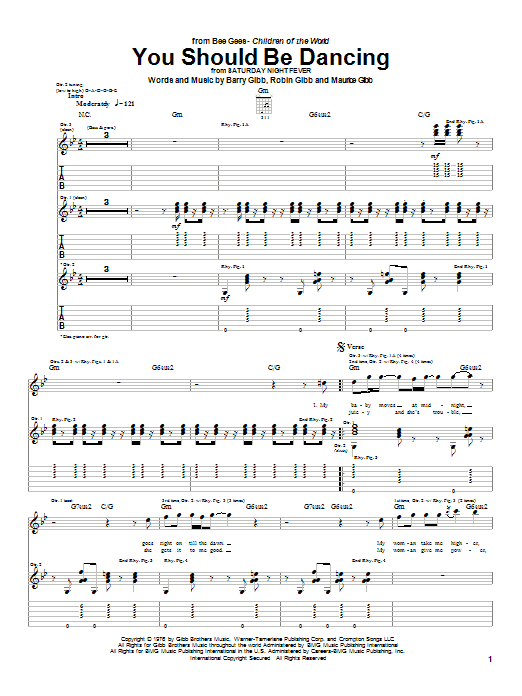 You Should Be Dancing (Guitar Tab) von Bee Gees