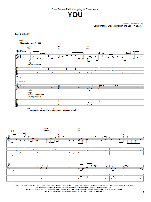 You (Guitar Tab) von Bonnie Raitt