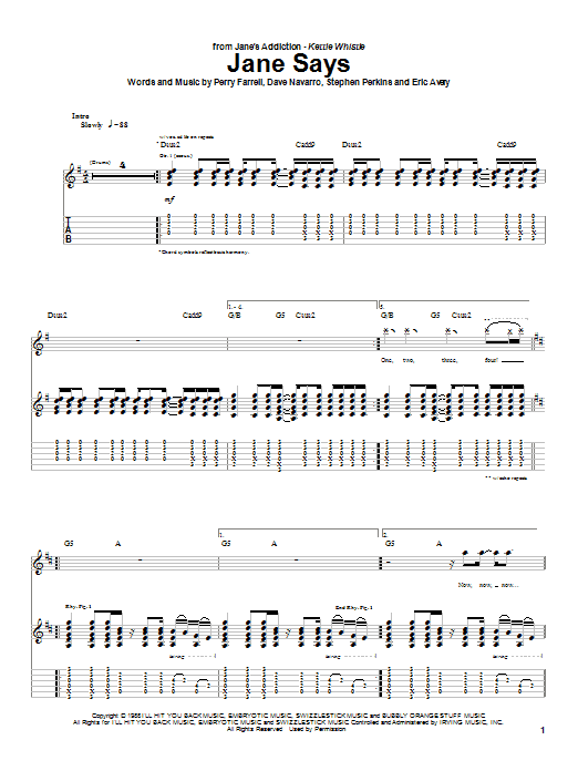 Jane Says (Guitar Tab) von Jane's Addiction