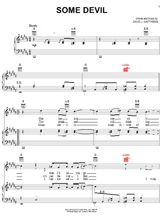 Some Devil (Piano, Vocal & Guitar Chords (Right-Hand Melody)) von Dave Matthews