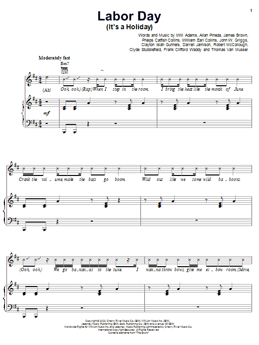 Labor Day (It's A Holiday) (Piano, Vocal & Guitar Chords (Right-Hand Melody)) von The Black Eyed Peas