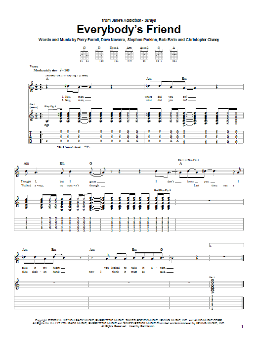 Everybody's Friend (Guitar Tab) von Jane's Addiction